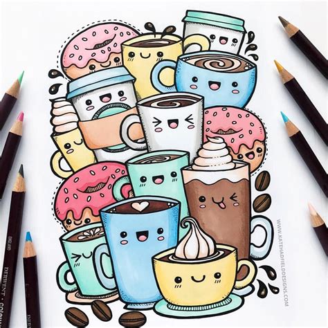I finally got round to scanning my Kawaii Coffee doodle and turning it into a colouring page ...