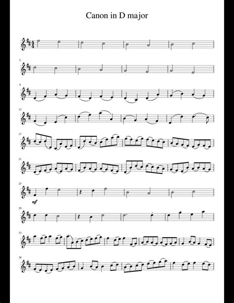 Canon in D major sheet music for Violin download free in PDF or MIDI