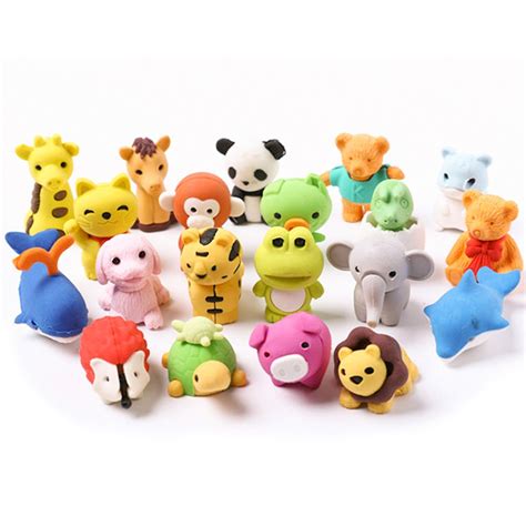 Lsushine 20 Animal Collectible Set of Random Adorable Animals Erasers ...