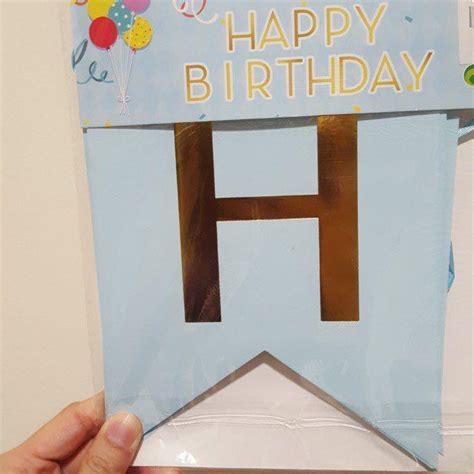 HAPPY BIRTHDAY banner - Blue with Gold lettering, Hobbies & Toys ...