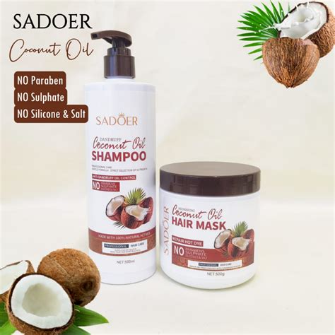 SADOER 2 IN 1 Nourishing Coconut Oil Shampoo & Hair Mask Set 500ml+500g ...