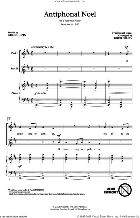 Antiphonal Noel sheet music for choir (2-Part) (PDF)