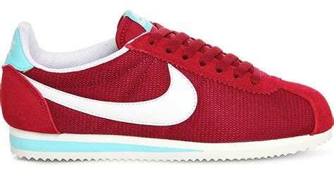 Nike Cortez Suede Trainers in Red | Lyst