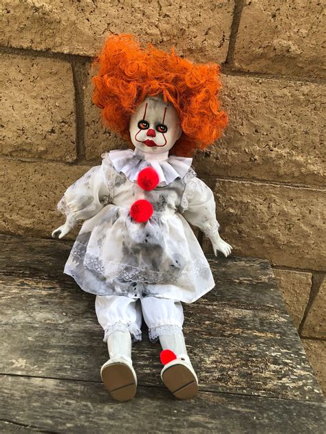 OOAK Sitting Pennywise IT Clown Girl Creepy Horror Doll Art by Christie ...