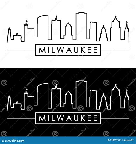 Milwaukee Usa Skyline And Landmarks Silhouette Vector Illustration ...