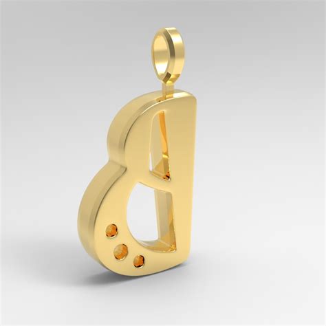 B Letter Pendant Gold | CGTrader