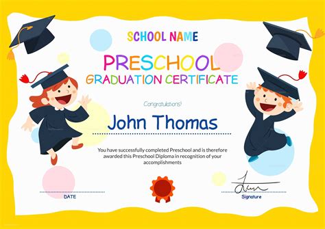 Free Graduation Certificate Template Of 11 Preschool Certificate ...