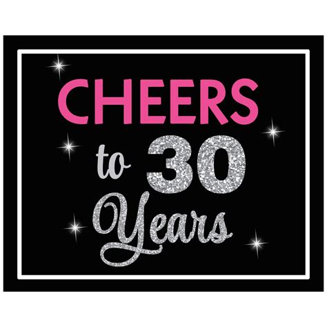 "Cheers to 30 Years" 30 and Fabulous Party 8x10 Sign by That Party Chick - Milestone Birthday ...