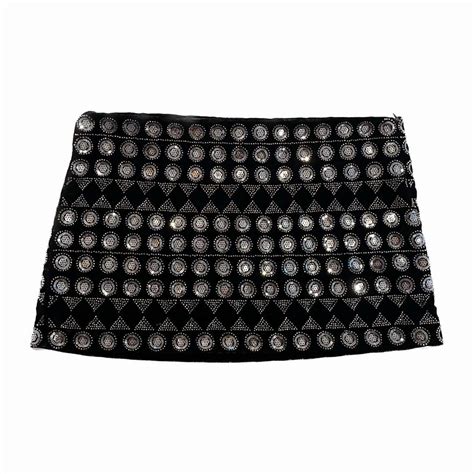 black velvet zara mini skirt with silver sequin and... - Depop