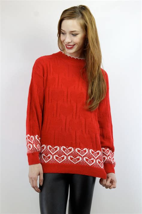 Heart Sweater Red Sweater Hearts Sweater Heart Jumper Red - Etsy