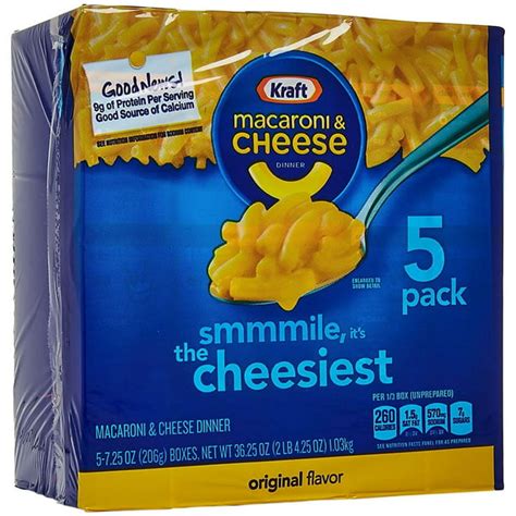 Kraft Macaroni & Cheese, Original, 5-pack, 36.25 oz - Walmart.com ...