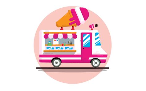 Ice Cream Truck Cartoon Illustration