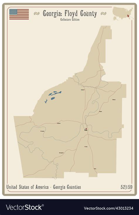 Map of floyd county in georgia Royalty Free Vector Image