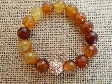 Golden rutilated quartz stretch bracelet brown by BeaDazzleJewels