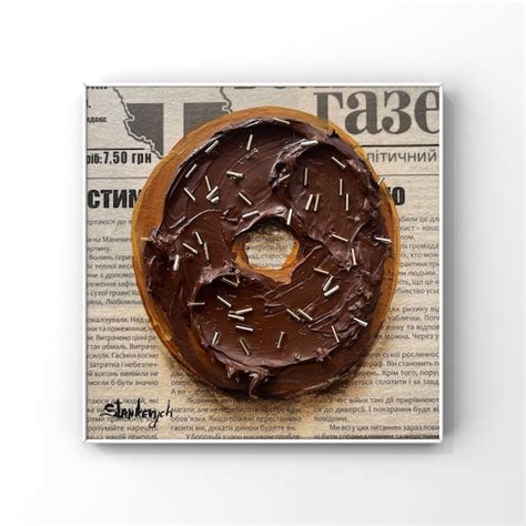 Donut Painting Donut Art Donut Wall Art Newspaper Art Dessert - Etsy