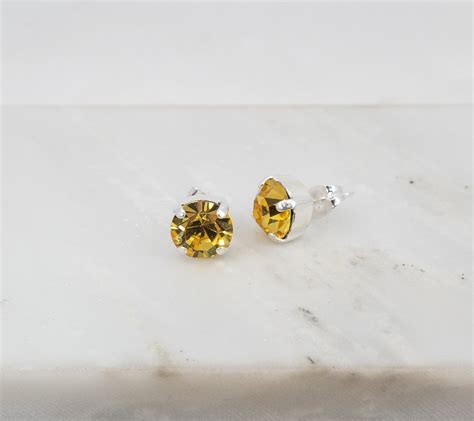 November Birthstone Earrings Swarovski Topaz Gold Earrings - Etsy