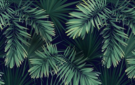 Dark Background Tropical Wallpaper Floral Wall Mural Green - Etsy