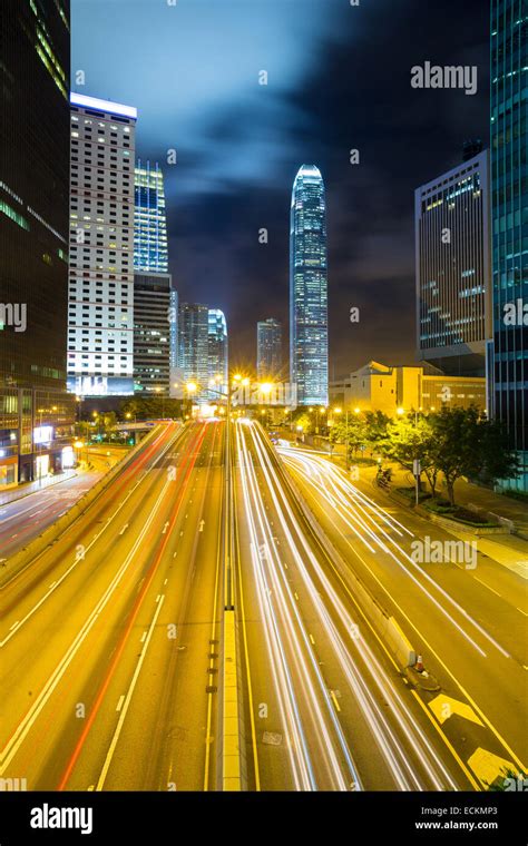 Hong Kong Admiralty Skyline at night Stock Photo - Alamy