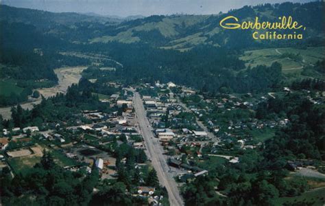 Aerial View of Town Garberville, CA Postcard