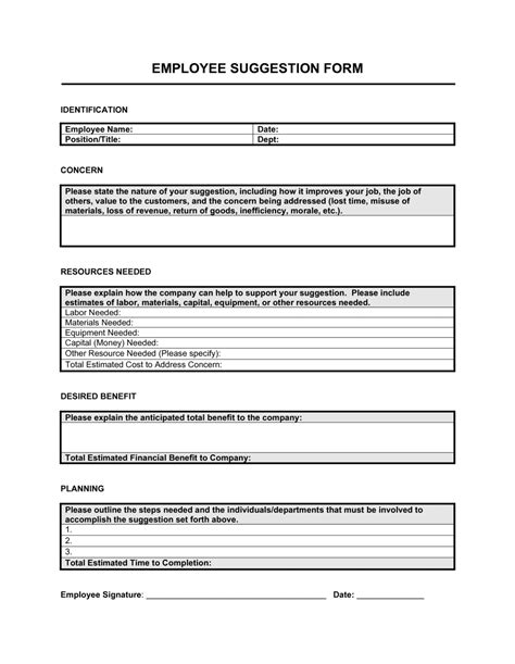 Employee Suggestion Form Template | by Business-in-a-Box™