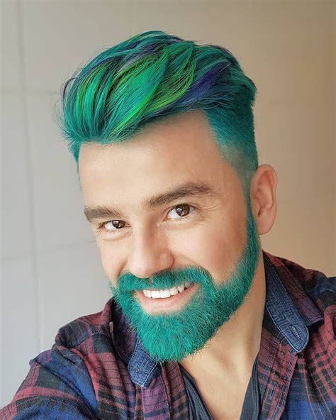 @mr_lina Green Turquoise Blue Teal man beard Mens Hair Colour, Beard ...