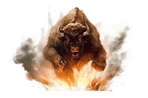 Premium AI Image | A large bison with horns and horns is screaming.