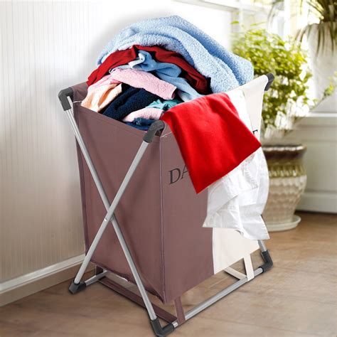 2 Sections Washing Clothes Organizer Storage Bag Laundry Folding Basket ...