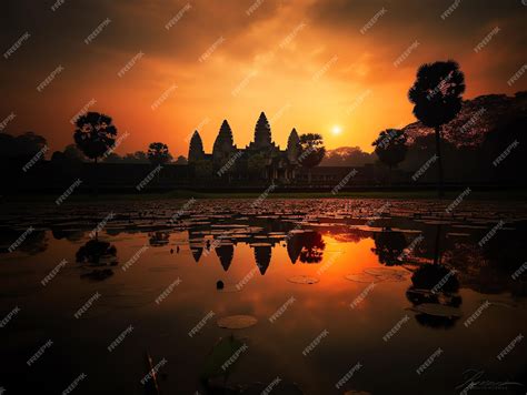 Premium AI Image | angkor wat silhouette