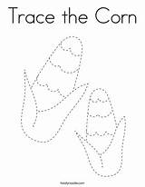 Trace The Corn Coloring Page  Twisty Noodle Fall Preschool Activities sketch template