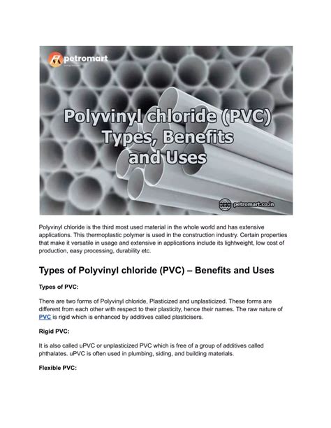 PPT - Polyvinyl chloride (PVC) – Types, Benefits and Uses - Petromart ...