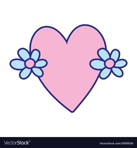 Full color cute love heart with flowers design Vector Image