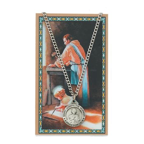 Pewter St. Joseph Worker Medal and Prayer Card - Our Lady of Clear ...