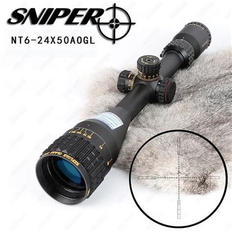 SNIPER NT 6 24X50 AOGL Hunting Riflescopes Tactical Optical Sight Full Size Glass Etched Reticle ...