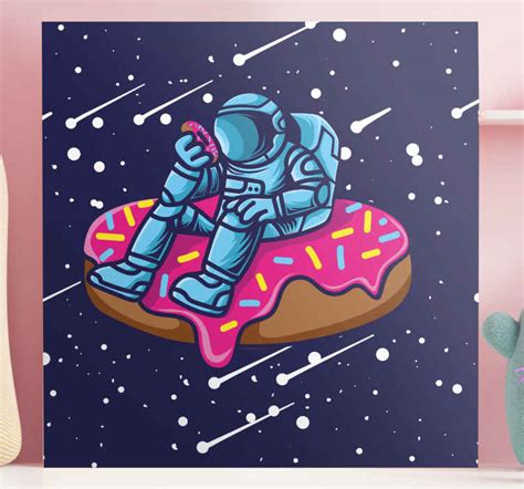 Astronaut donut lover bedroom wall prints - TenStickers