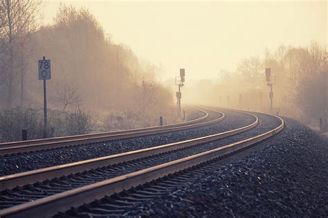 HD wallpaper: railway, landscape, railroad track, rail transportation ...