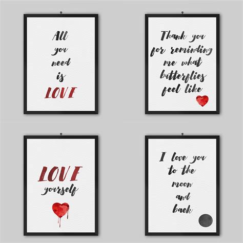 Romantic Love Quotes Watercolour Calligraphy Painting Prints Home Decor ...