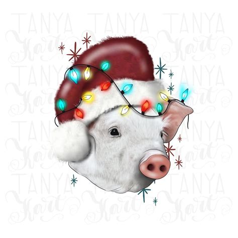 Christmas Pig Png for T-shirts Christmas Lights Sublimation PNG for ...