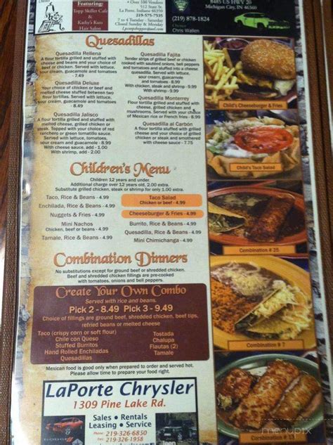 Menu of El Bracero in Michigan City, IN 46360