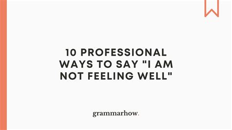 10 Professional Ways To Say "I Am Not Feeling Well" - TrendRadars