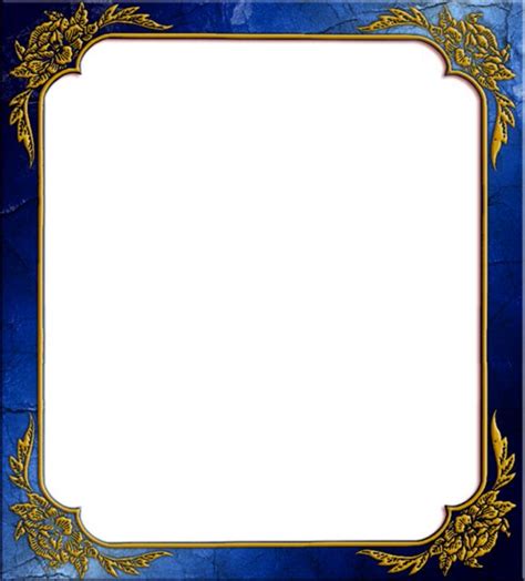 a blue and gold frame with flowers on it