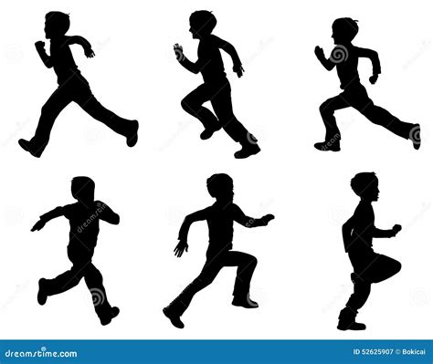 Kid Running Silhouettes Stock Vector - Image: 52625907