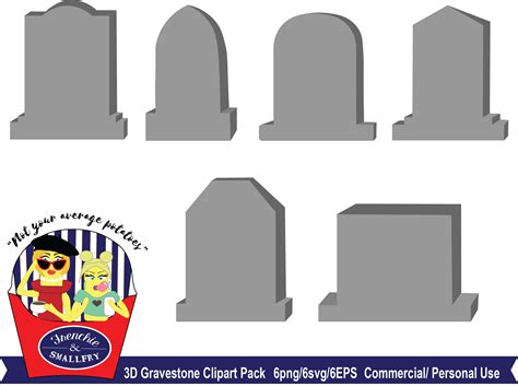 3D Gravestone, Gray Headstone, Clipart, Halloween, SVG, Commercial Use, Gravestone PNG, EPS ...