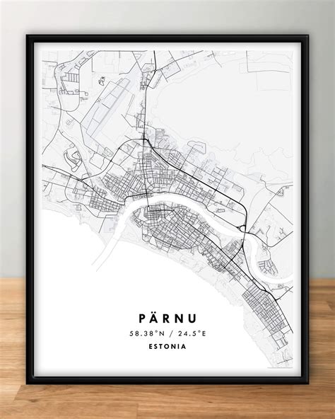 PÄRNU City Digital Map Poster – White | Maps & More