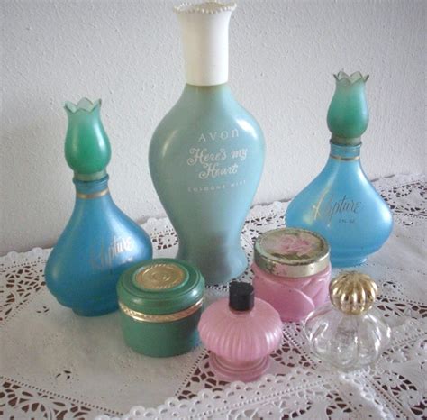 Vintage Avon Perfume Bottles in Pretty Pastel Pink and Aqua