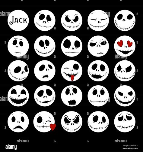 Vector Collection of Halloween Faces. The nightmare before christmas. halloween jack faces ...