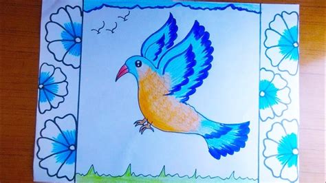 Neelkanth bird drawing / How to Draw Neelkanth Birds Drawing / नीलकंठ पक्षी का चित्र बनाएं आसानी ...