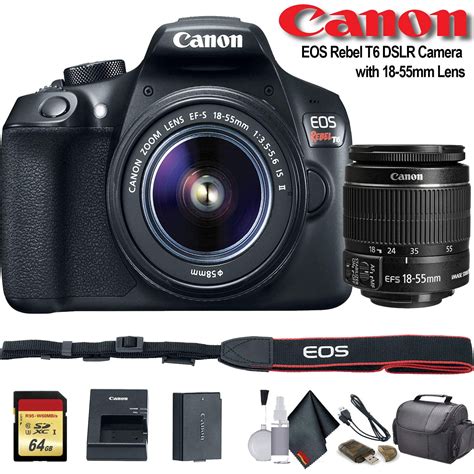 Canon EOS Rebel T6 DSLR Camera with 18-55mm Lens (1159C003) - Starter Bundle - Walmart.com