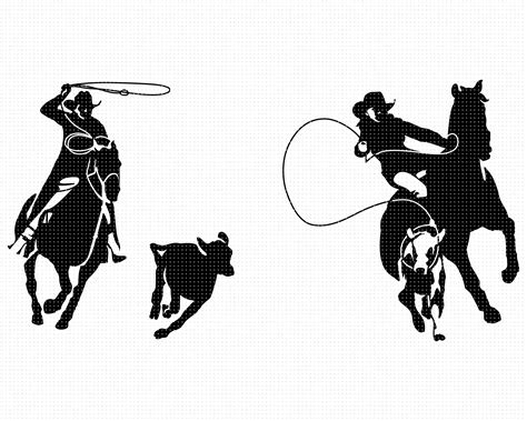 Cowboy Roping Clipart Black And White