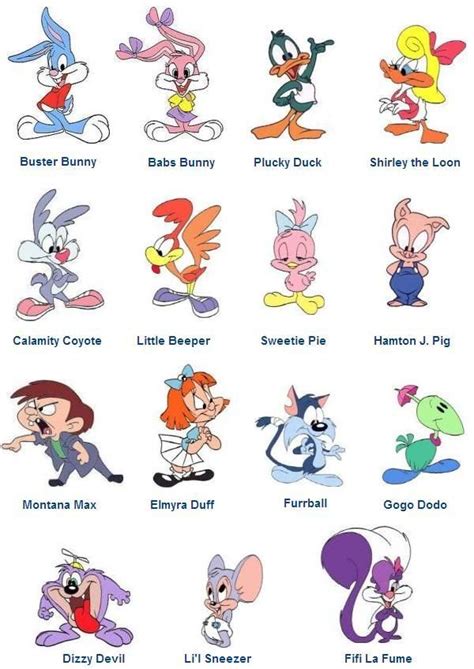 cartoon characters with different names and numbers in each character's ...