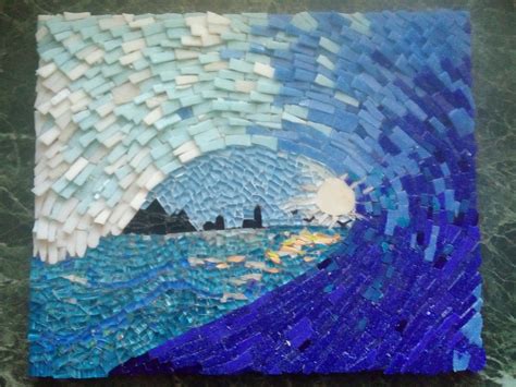 Mosaic Wall Art, Original Art, Wall Decor, Wall Hanging, Waves, Sea, Blue, Nature, Home Decor ...